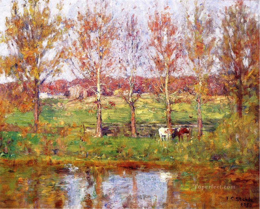 Cows by the Stream Impressionist Indiana landscapes Theodore Clement Steele Oil Paintings